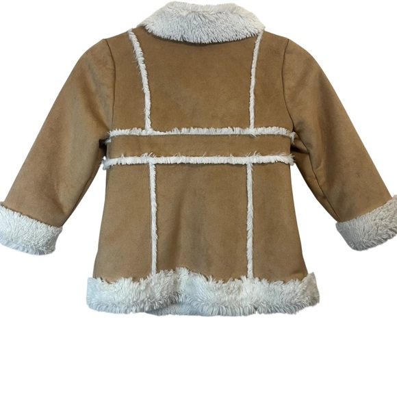 Gymboree Gingerbread Tan and White Faux Sherling Button Down Coat SZ 3 - Picture 2 of 7